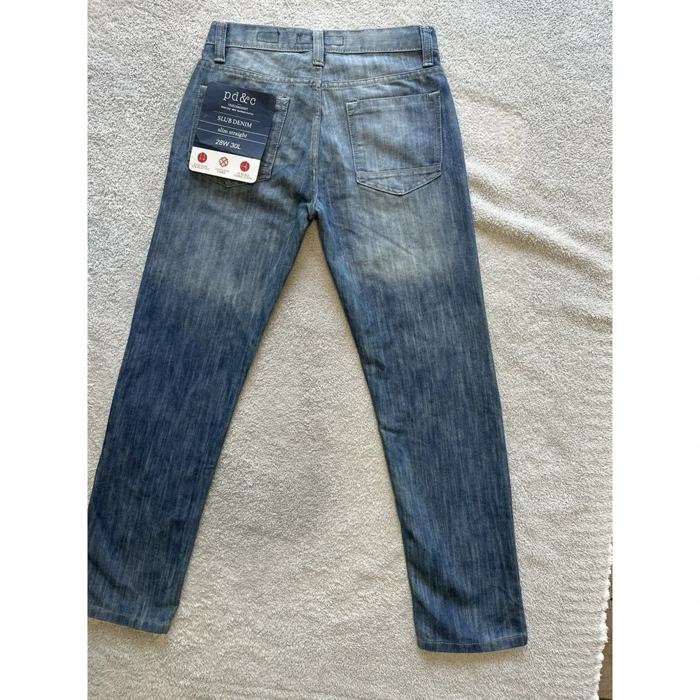 NWT PD&C PAPER DENIM CLOTH FADED BLUE 28X30 SLUB DENIM‎ SLIM STRAIGHT JEANS MENS